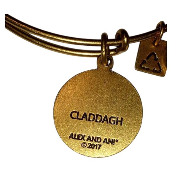 ALEX AND ANI Claddagh Charm Bracelet 2017 Crown Hands Clear Rhinestone Gold Tone - Picture 5 of 7